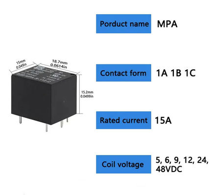 C.C 4pin 5 électromagnétiques micro Pin Relay 12v 24V 5v 9v JQC-3FF T73 de carte PCB de MPA 10A 5A